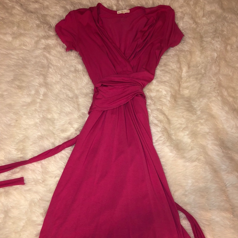 Pink mini wrap dress